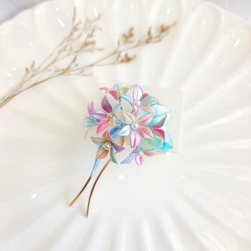 繡球花髮夾 纏花 春仔花 和服發飾 天然真絲 蠶絲 髮夾