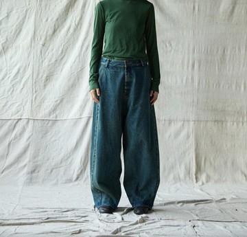 復古文青 純棉牛仔褲 直筒休閒褲