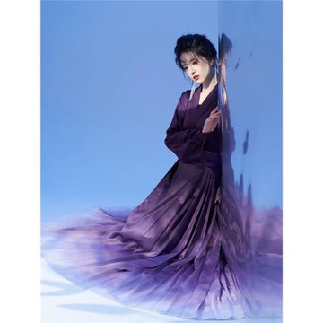 伏棠織造司原創明制漢服改良國風漢元素飛機袖上衣黛紫漸變馬面裙