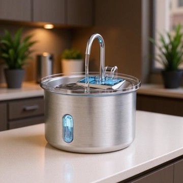 寵物飲水機可視水位自動循環過濾活水304不銹鋼貓飲水機跨境爆款