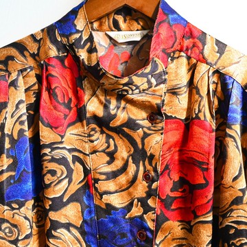 【蛋植物古著】凡爾賽花園印花古著襯衫罩衫