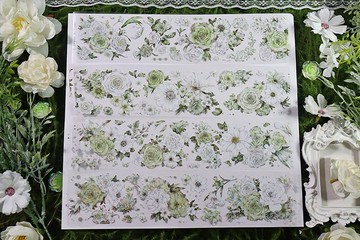 整卷 OKMT新七天原創流麻咕卡貼紙PET手帳膠帶貝殼光工藝 綠芙朵