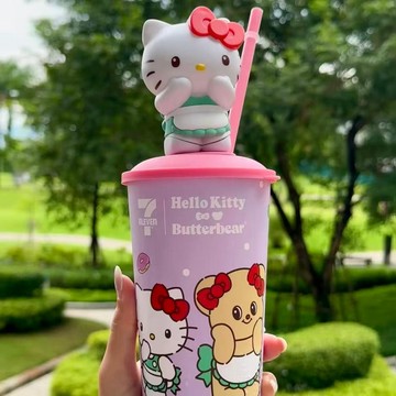 🍀臺灣出貨🍀7-11HelloKitty杯子吸管高顏值夏天飲料杯泰國kitty貓杯小衆