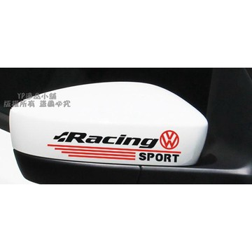 【逸品汽車百貨】RACING SPORT 拉力賽 後視鏡貼紙 反光 防水 2入裝 GOLF GTI SCIROCCO