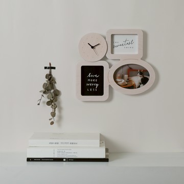 【簡約白相框桌鐘】 相框 壁鐘 掛式相框 Jeantopia｜知音文創