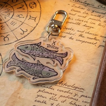 【雙魚座】手稿裡的星座- 壓克力吊飾 中世紀天文 復古 交換禮物