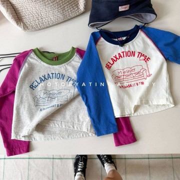 Mini baby🌷美式風~兒童秋裝長袖T恤男童插肩袖衛衣女童棉質打底衫
