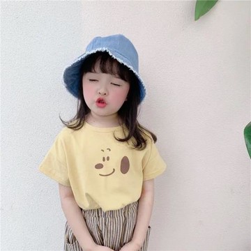 夏款上衣童裝兒童純棉小狗短袖T恤男童女童韓版圓領套頭百搭打底t