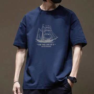 時髦百搭～男士短袖新款夏季寬松衣服男潮牌美式t恤潮流ins百搭體恤 T恤男 純棉T恤 短袖T恤男 大尺碼T恤 男生短袖