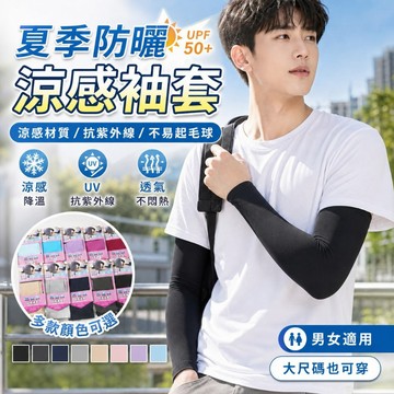 【 UPF50+冰絲涼感降溫】 台灣製涼感袖套 防曬袖套 機車袖套 冰絲袖套 運動袖套 抗紫外線 男女適用 林花毛巾