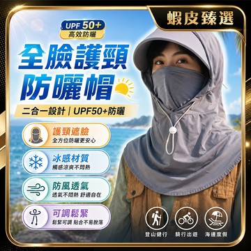 🏆 蝦皮隔日到🏆 現貨免運 360°防曬 冰絲防曬面罩 透氣 三合一面罩 涼感面罩 遮全臉 抗uv 冰絲頭套 可扎馬尾