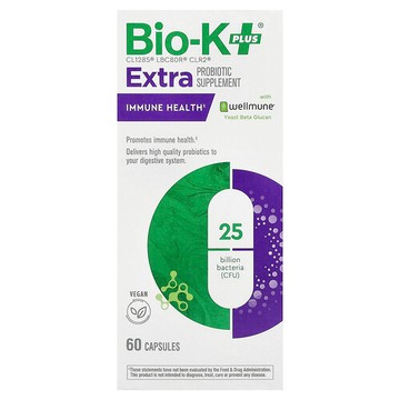 Bio-K+, 優效益生菌補劑，機體抵抗健康，含 Wellmune®，60 粒膠囊