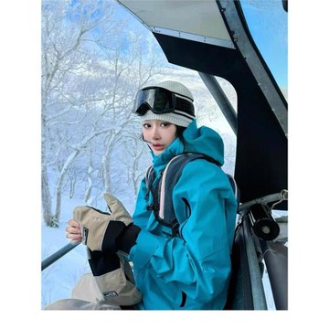 美式藍色沖鋒衣外套男女秋冬三合一可拆卸戶外防風防水連帽登山服