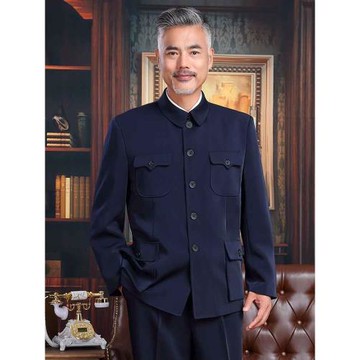 老年外套中山裝男中老年套裝爸爸裝演出服老年人衣服中山服爺爺裝
