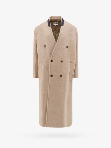 Virgin wool blend coat with numeric signature label - MM6 MAISON MARGIELA - gender_Man