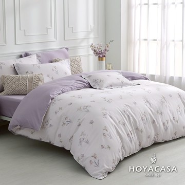 HOYACASA 300織抗菌沐光長絨棉兩用被床包組｜馨花雅境｜(單人/雙人/加大/特大)