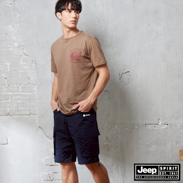 JEEP 男裝 彈性棉質工裝短褲-藍色