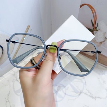 2025年新款新款復古多邊形大框平光鏡 網紅小紅書同款磨砂綠0591