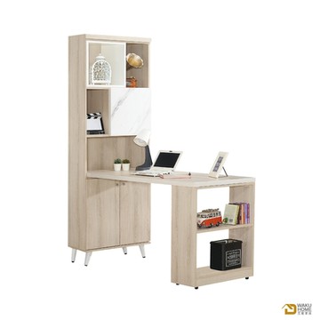 WAKUHOME瓦酷家具 Frances時尚大理石紋書桌+雙門書櫃134X深89X高183(公分)