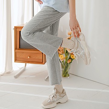 OB嚴選-高含棉寬鬆直筒不收邊顯瘦休閒孕婦褲