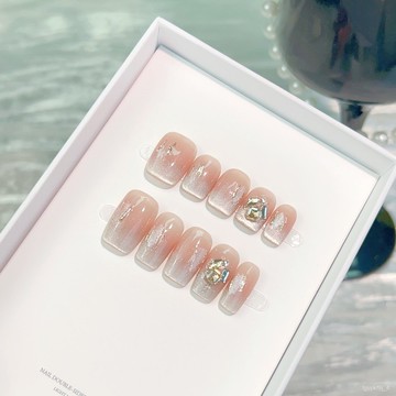 🎀純手工穿戴甲🎀玥黛美甲 純手工穿戴甲寬光貓眼腮紅簡約風顯白溫柔百搭ins風美甲新年美甲貼片高級感穿戴甲顯白美甲片 XX