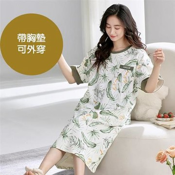 【韓國K.W.】韓國空運愛戀誘人胸墊居家洋裝裝(胸墊睡衣/bratop/居家服/家居服/睡衣/睡裙/涼感睡衣)x25413