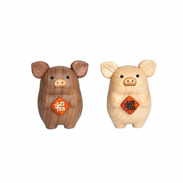 公司貨 免運 快速出貨 桌面擺件 裝飾 擺設 小型擺件 豬豬抱福實木可愛桌面工藝裝飾品擺件原創設計日常送禮禮品