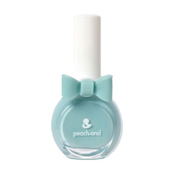 韓國 Peach and - 兒童安全水溶性蝴蝶結指甲油(附戒指)-61艾莎薄荷淡藍-10ml