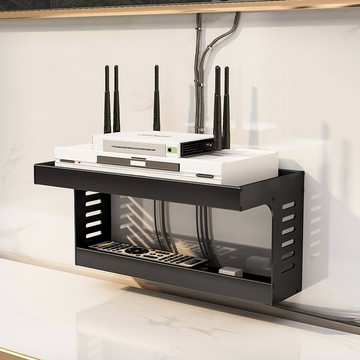 【台灣現貨】免打孔機上盒置物架 電視幾上盒架 路由器置物架 WIFI放大器收納架 PVC 排線整理收納 壁掛收納盒