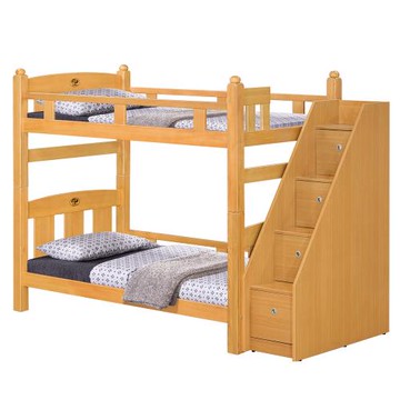 【唯熙傢俱】葛雷檜木色3.5尺收納樓梯雙層床組
