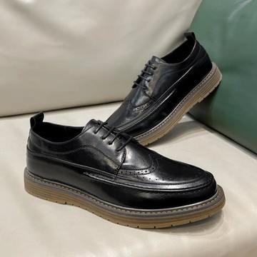 秋季新款英倫百搭尖頭休閑皮鞋商務雕花男鞋潮一件代發25833-T