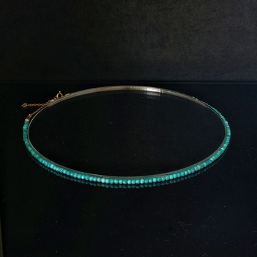 湖北原礦藍綠松石  3mm  14K GF 頸鍊 ( HKA7004 )