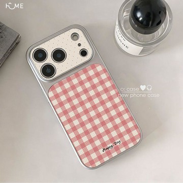 格紋波點適用蘋果17promax手機殼iPhone16電鍍15全包14大視窗13女