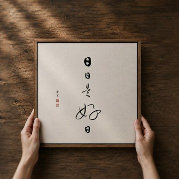 日日是好日 | 書法手寫字複製畫 胡桃木色實木框居家掛畫 入厝