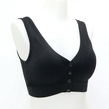 內衣  石墨烯(F、加大)無縫BRA T 透氣舒適背心/睡眠/哺乳/前扣內衣_黑色#5035