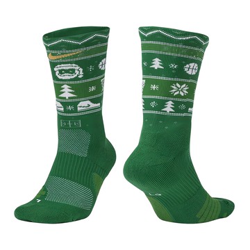 NIKE 耐吉 U NK ELT CREW-XMAS 中筒襪 SX7866312  M  綠白色
