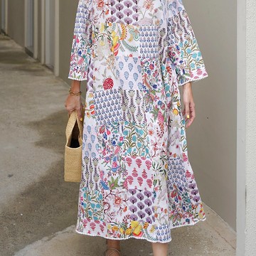 Springful Dress in White Forest - 漂亮的超大长裙