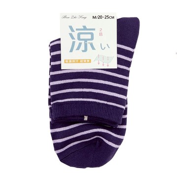 0114超細涼爽1/2襪-線條深紫