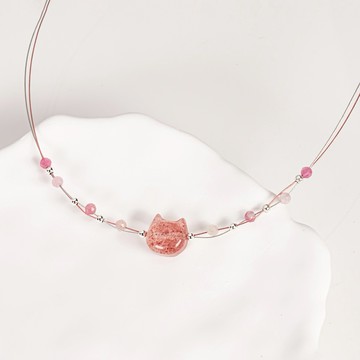 [快速出貨]【石之王】甜甜喵｜草莓晶貓頭/碧璽