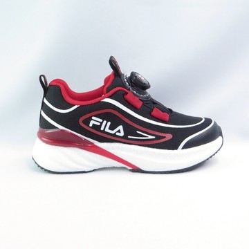 FILA 慢跑鞋 3J415Z021 中大童鞋 運動鞋 免綁鞋帶 旋鈕轉扣 足弓支撐 抗菌防臭 黑【iSport愛運動】