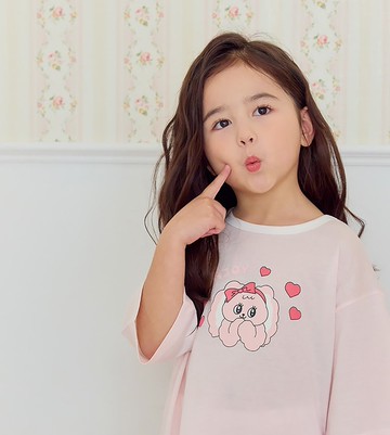 狗狗愛心緞帶-【寬鬆】植纖衣七分童裝-K63807