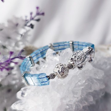 藍拓帕石 貔貅 六字真言 龍戲珠 光明 招財 手排手鍊 單品 禮物