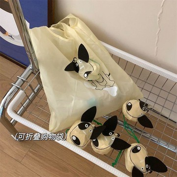 卡通可摺疊購物袋單肩袋隨身便攜大容量超市環保袋摺疊包超輕薄