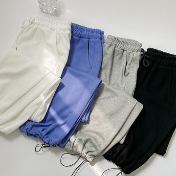 夏季新款學生韓版休閑運動褲女裝高腰垂感顯瘦哈倫束腳闊腿褲