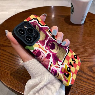 技芝 潮牌可愛卡通適用IPhone13/12promax蘋果17 14手機殼16皮質xs max男女X/XS全包8Plus高級硅膠草莓熊套軟