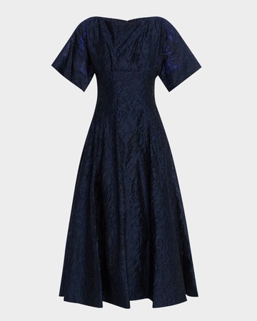 Rosalie Pleated Fil Coupe Midi Dress