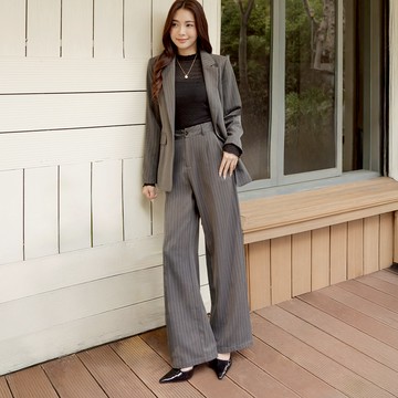 niceioi 職場女強人條紋俐落西裝褲