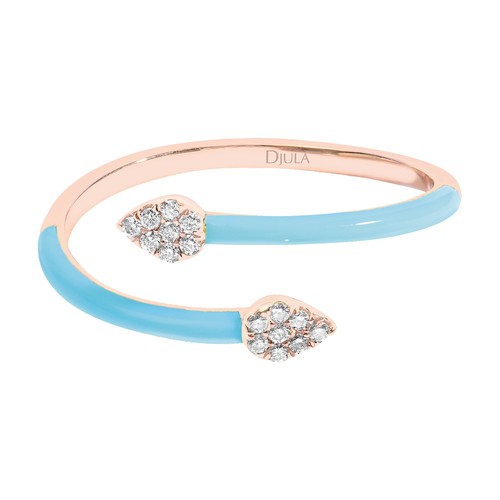 Fluo blue snake enamel ring