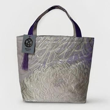 獨一無二100%絲質和服袋帶托特包 | 手工刺繡 | 日本藝術手提包