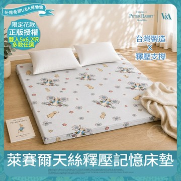 【PETER RABBIT 比得兔】萊賽爾天絲釋壓記憶床墊(雙人/正版授權/可摺疊/租屋露營推薦/比得兔與V&A博物館 )